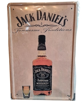 Retro Metalskilt - Jack Daniels Råhvid med lille glas
